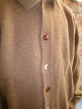 Mismatch Button Cardigan Brown