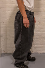 Pintuck Balloon Jeans Black Denim