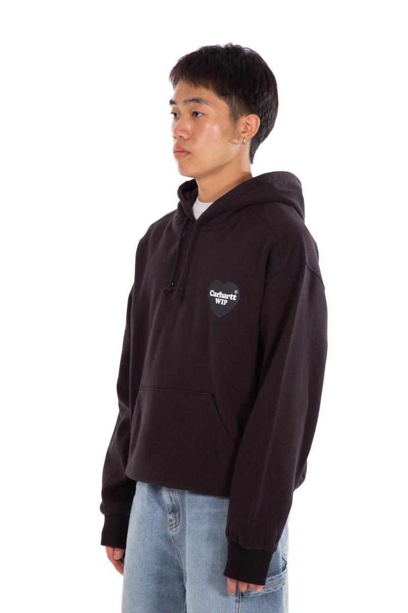 Hooded Heart Patch Sweatshirt Black