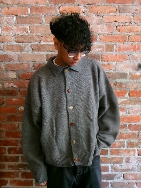 Mismatch Button Cardigan Charcoal
