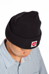 Heart Patch Beanie Black