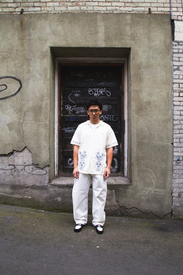S/S Knitted Vase Shirt Off White