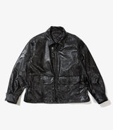 G8 Jacket Black Alligator Embossed Fake Leather