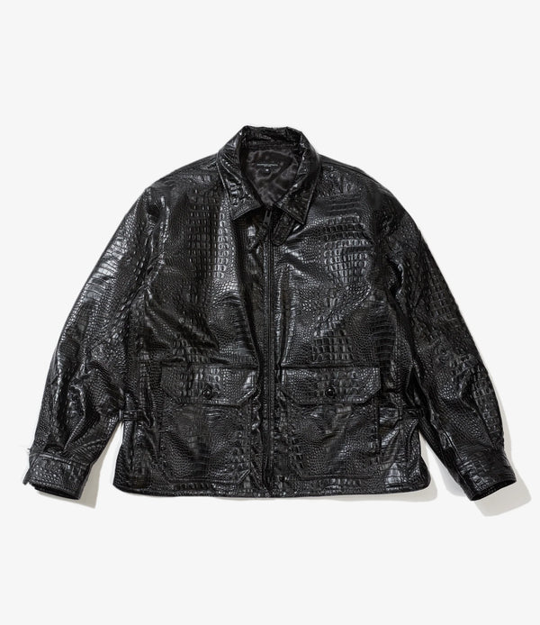 G8 Jacket Black Alligator Embossed Fake Leather