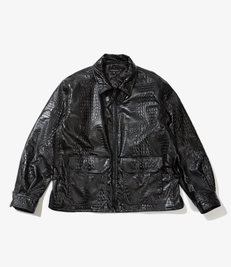 G8 Jacket Black Alligator Embossed Fake Leather
