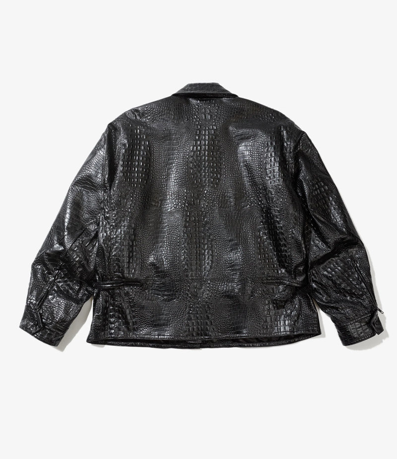 G8 Jacket Black Alligator Embossed Fake Leather
