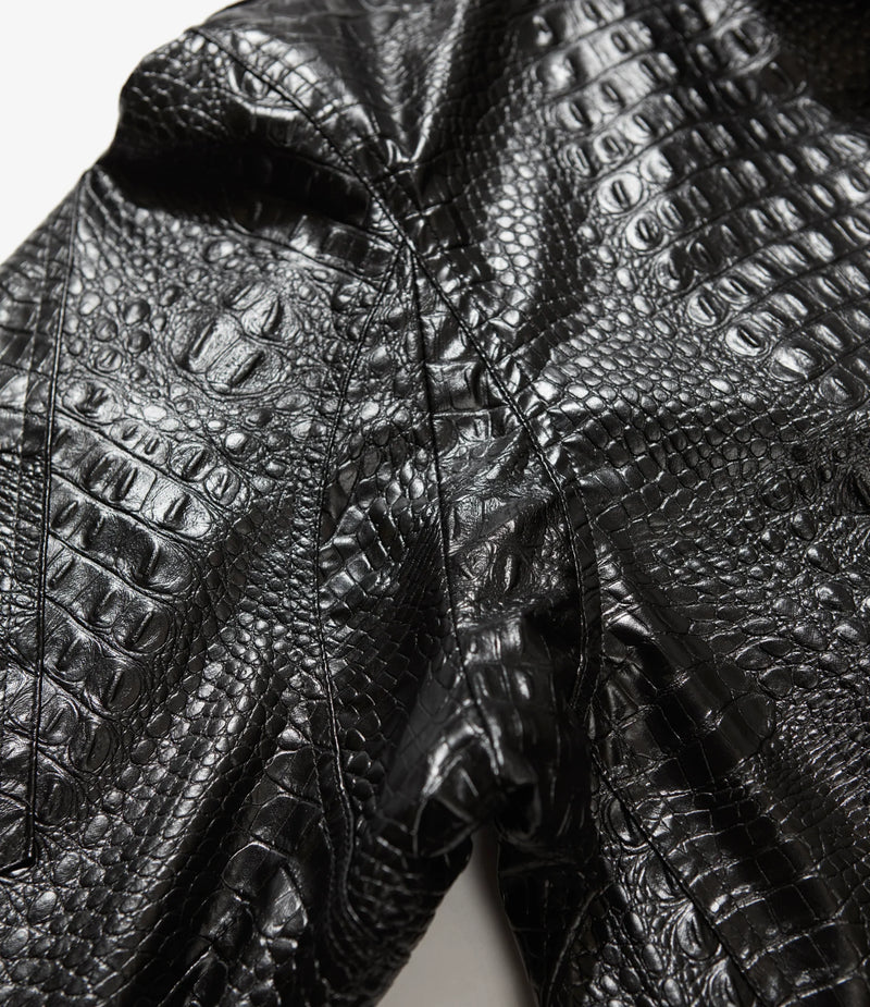 G8 Jacket Black Alligator Embossed Fake Leather