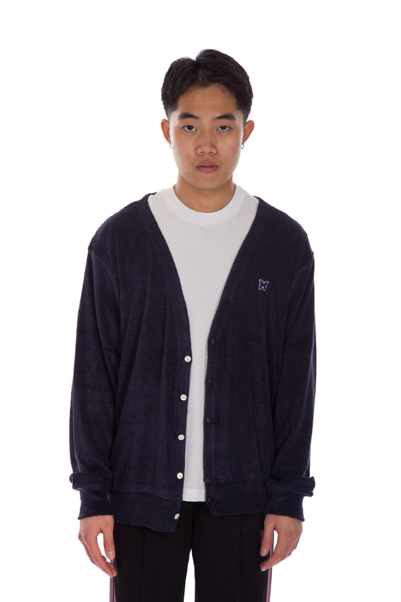 V Neck Cardigan Pile Navy