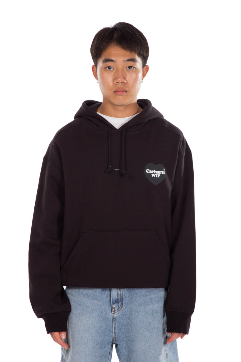 Hooded Heart Patch Sweatshirt Black