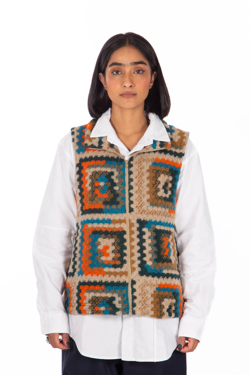 High Mock Knit Vest Multi Color