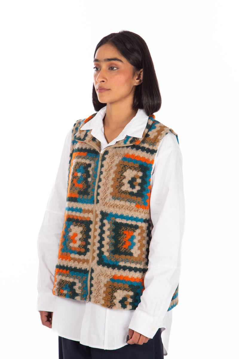 High Mock Knit Vest Multi Color