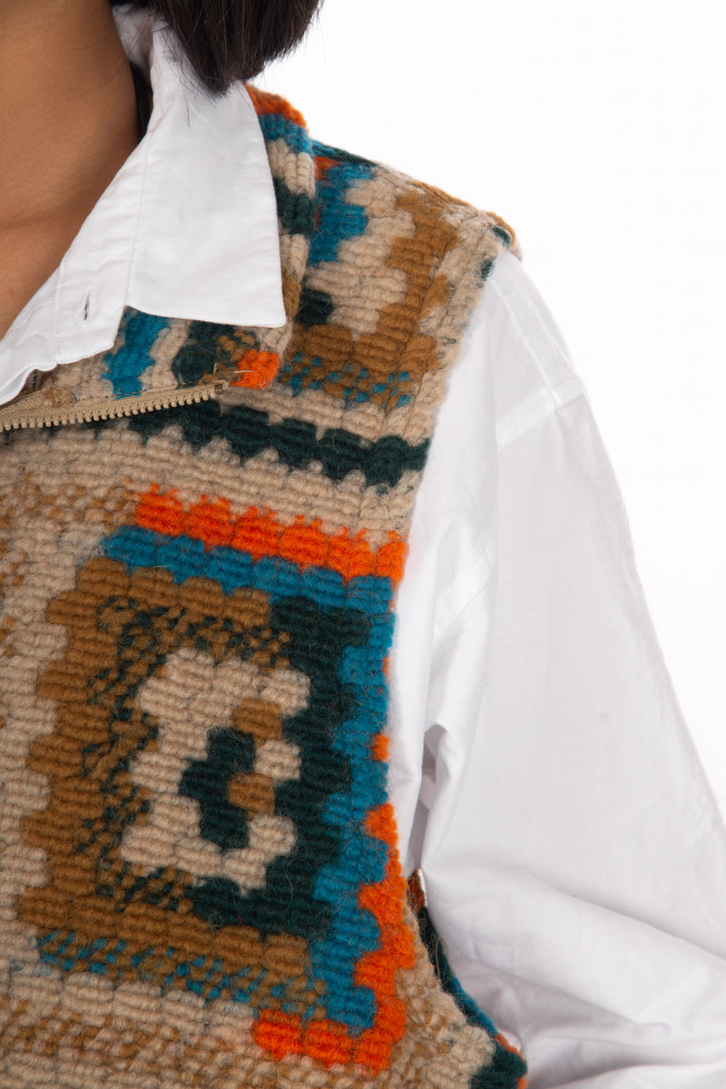 High Mock Knit Vest Multi Color