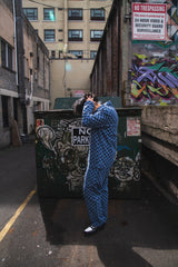 Canvas Coverall Jacket Blue Checker