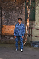 Canvas Coverall Jacket Blue Checker