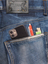 Trompe L'œil Printed Denim Jeans Blue