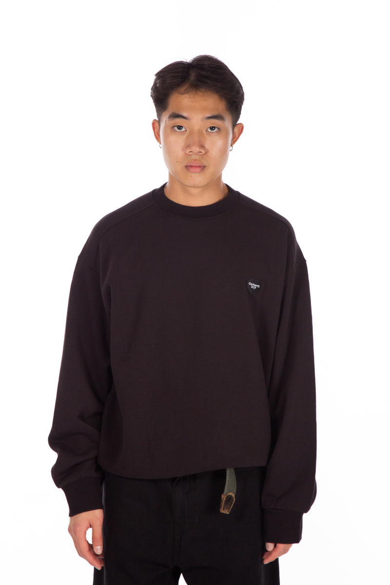 Heart Patch Sweat Crewneck Black