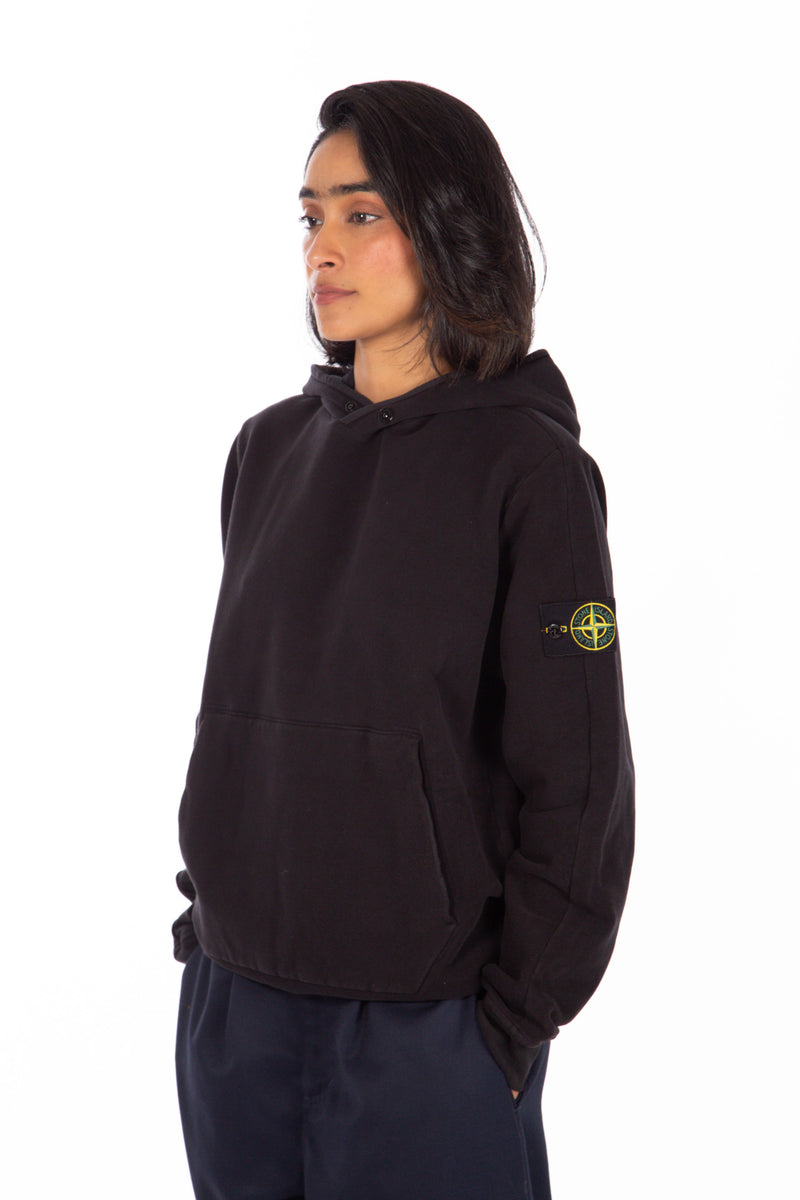 Snap Hooded Sweatshirt Black