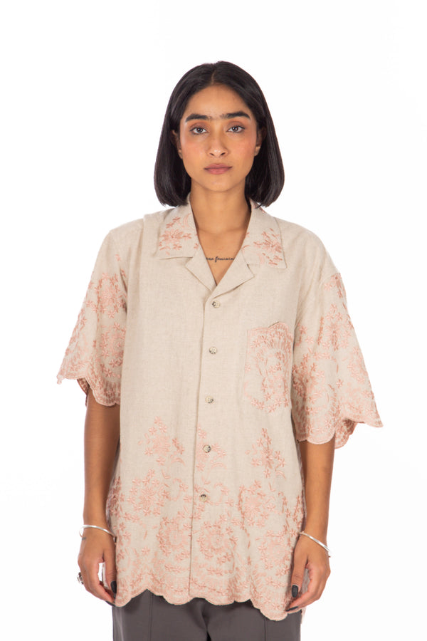 Floral Frayed Camp Shirt