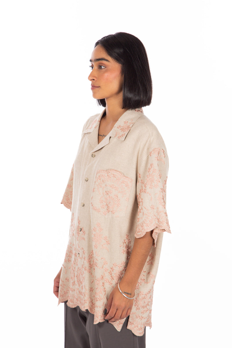 Floral Frayed Camp Shirt