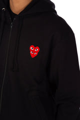 Stacked Heart Zip Hoodie Black/ Red