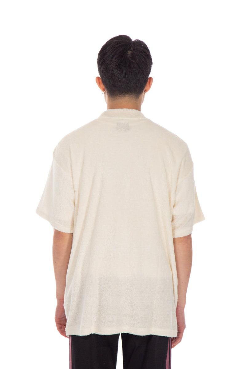 Short Sleeve Mock Neck Tee Cream