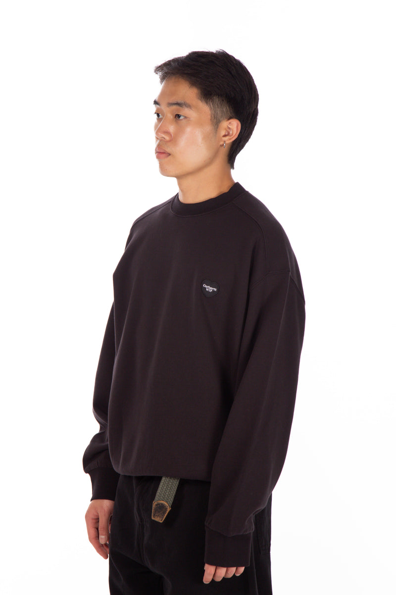 Heart Patch Sweat Crewneck Black