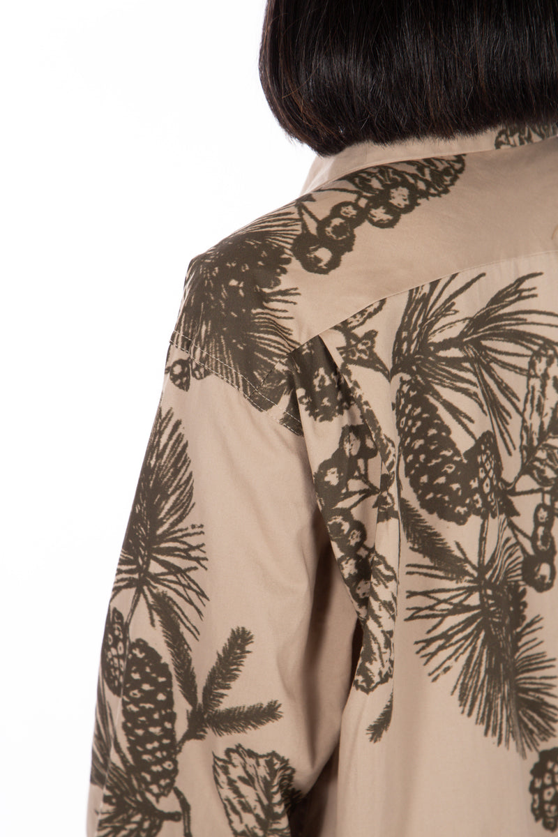 Classic Shirt Khaki Pinecone Print