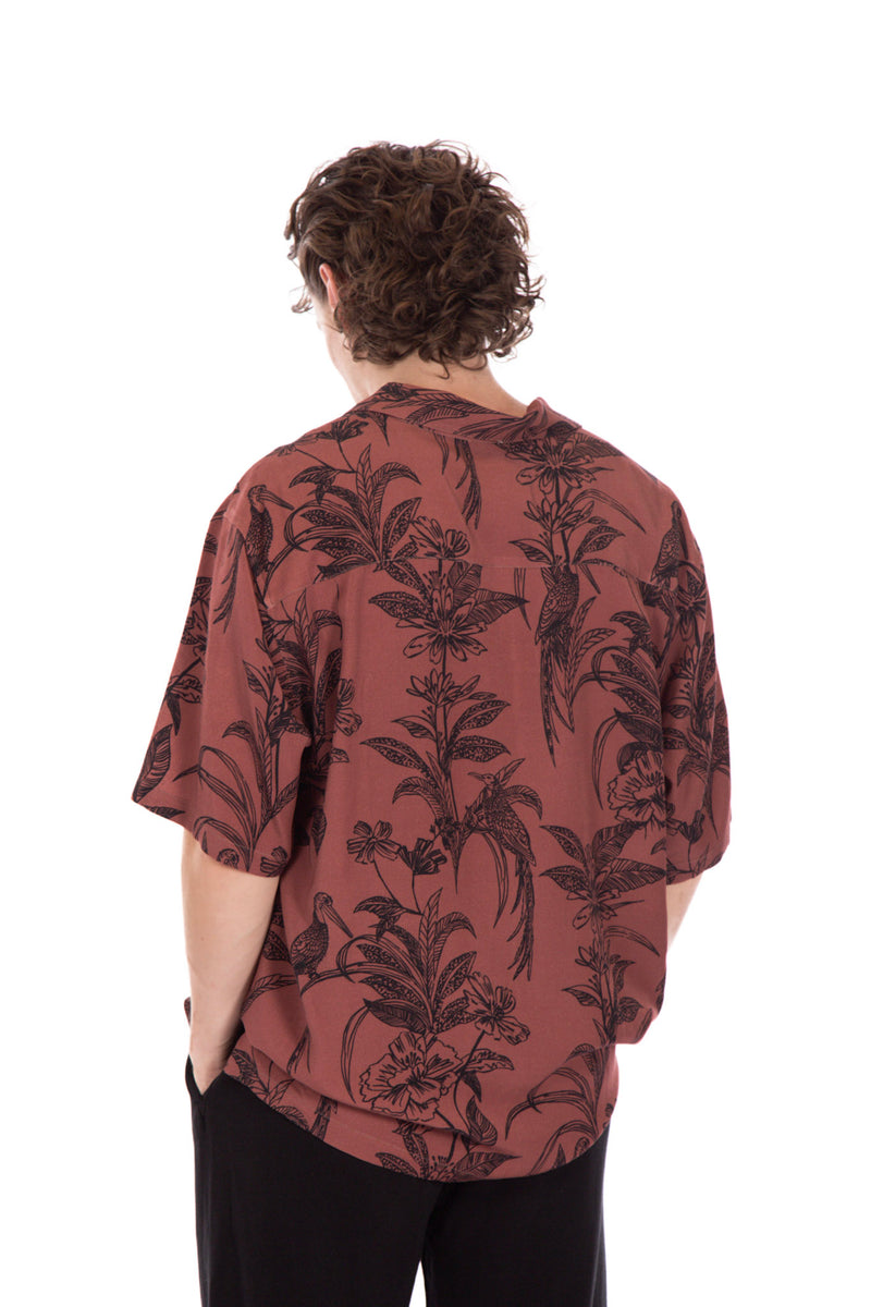 Mauvewood Rayon Floral Print Camp Shirt