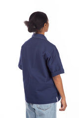 Contrast Stitch Camp Shirt Navy