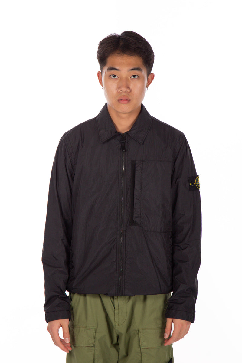 Crinkle Reps Recycled Nylon Overshirt Black