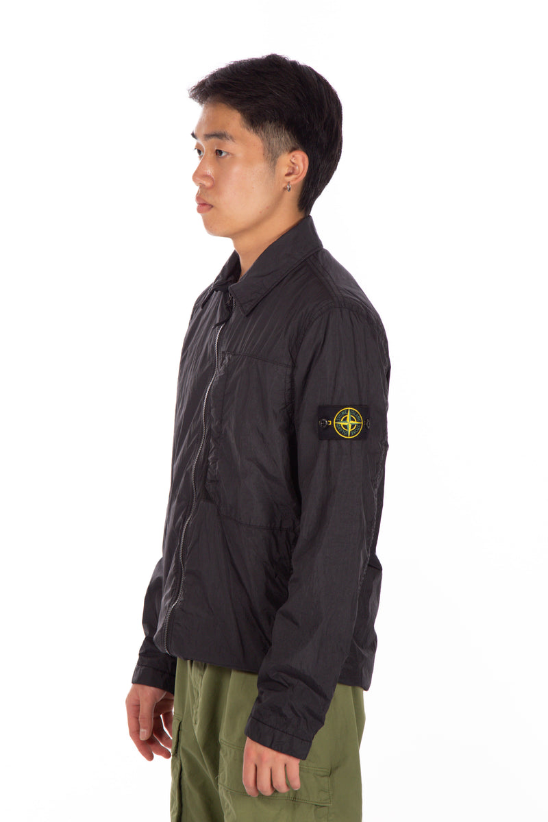 Crinkle Reps Recycled Nylon Overshirt Black Four Horsemen Shop