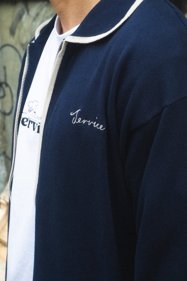 L/S Knitted Script Shirt Navy