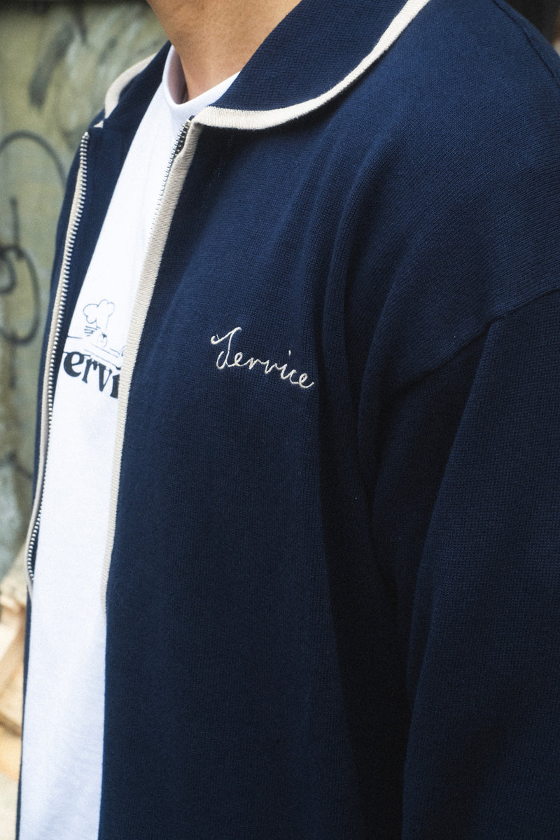 L/S Knitted Script Shirt Navy