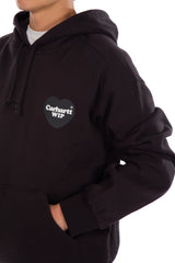 Hooded Heart Patch Sweatshirt Black