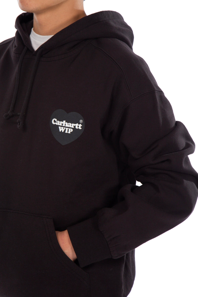 Hooded Heart Patch Sweatshirt Black
