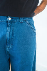 Single Knee Pant Heavy Stone Wash Blue