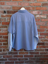 Button-Up Layered Shirt Blue Stripe