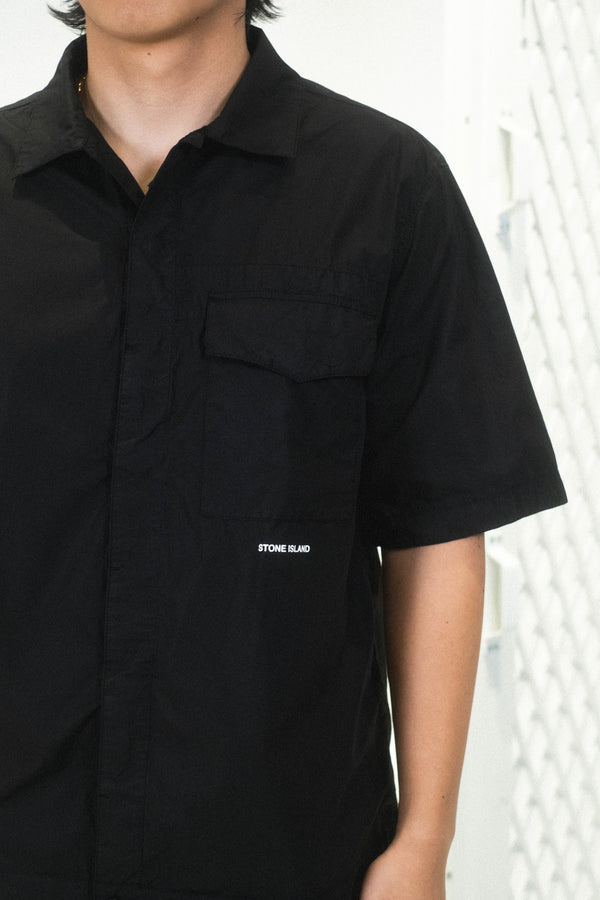 Comfort Fit Short Sleeve Overshirt Black