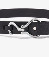 Hoof Pick Buckle Belt Black Croc Embossed