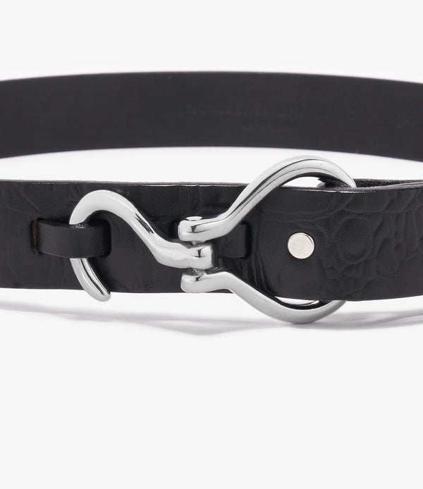 Hoof Pick Buckle Belt Black Croc Embossed