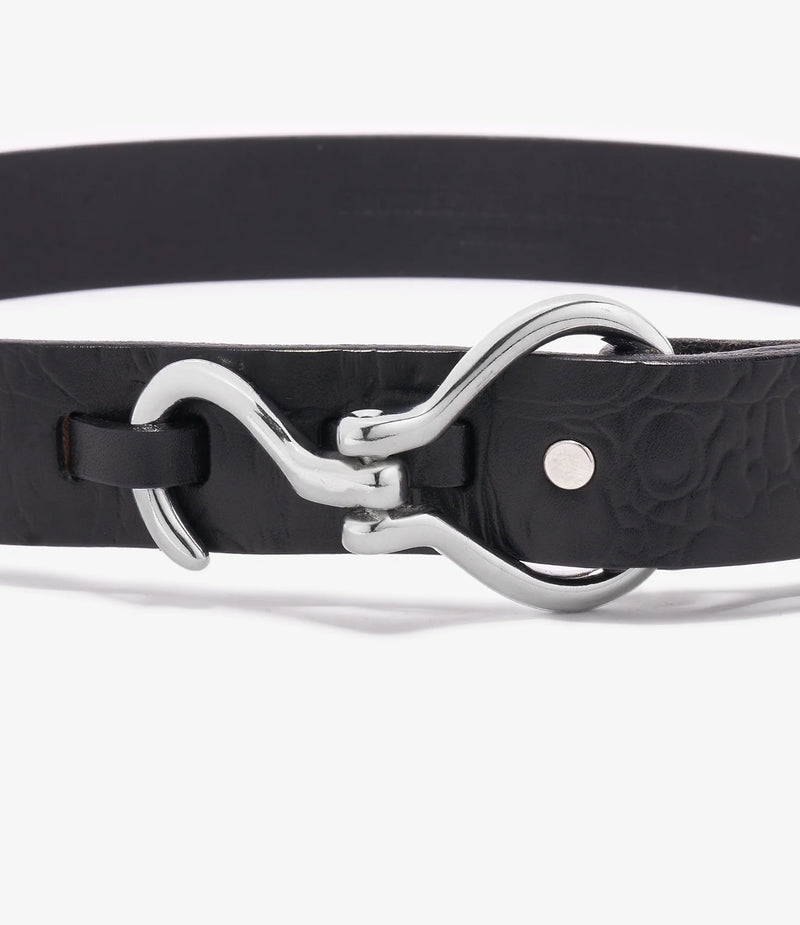 Hoof Pick Buckle Belt Black Croc Embossed