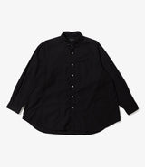 Flared Shirt Black 100's 2Ply Broadcloth