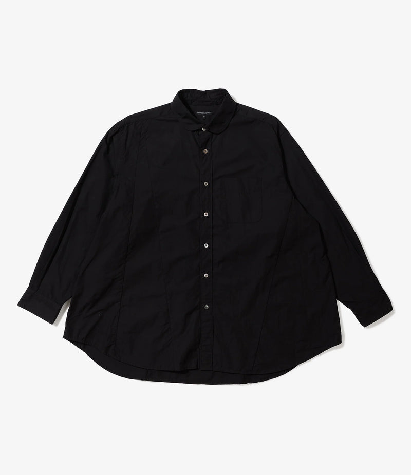 Flared Shirt Black 100's 2Ply Broadcloth