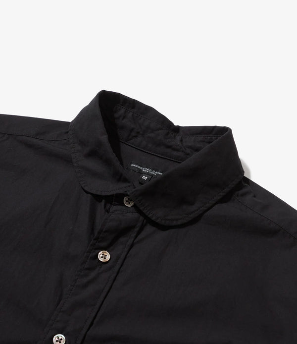Flared Shirt Black 100's 2Ply Broadcloth