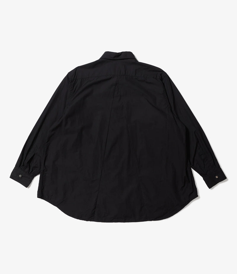 Flared Shirt Black 100's 2Ply Broadcloth