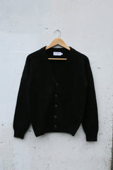 Shetland Wool Cardigan Sweater Black