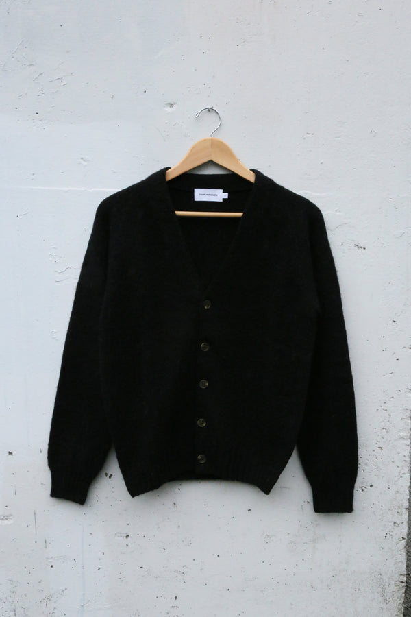 Shetland Wool Cardigan Sweater Black