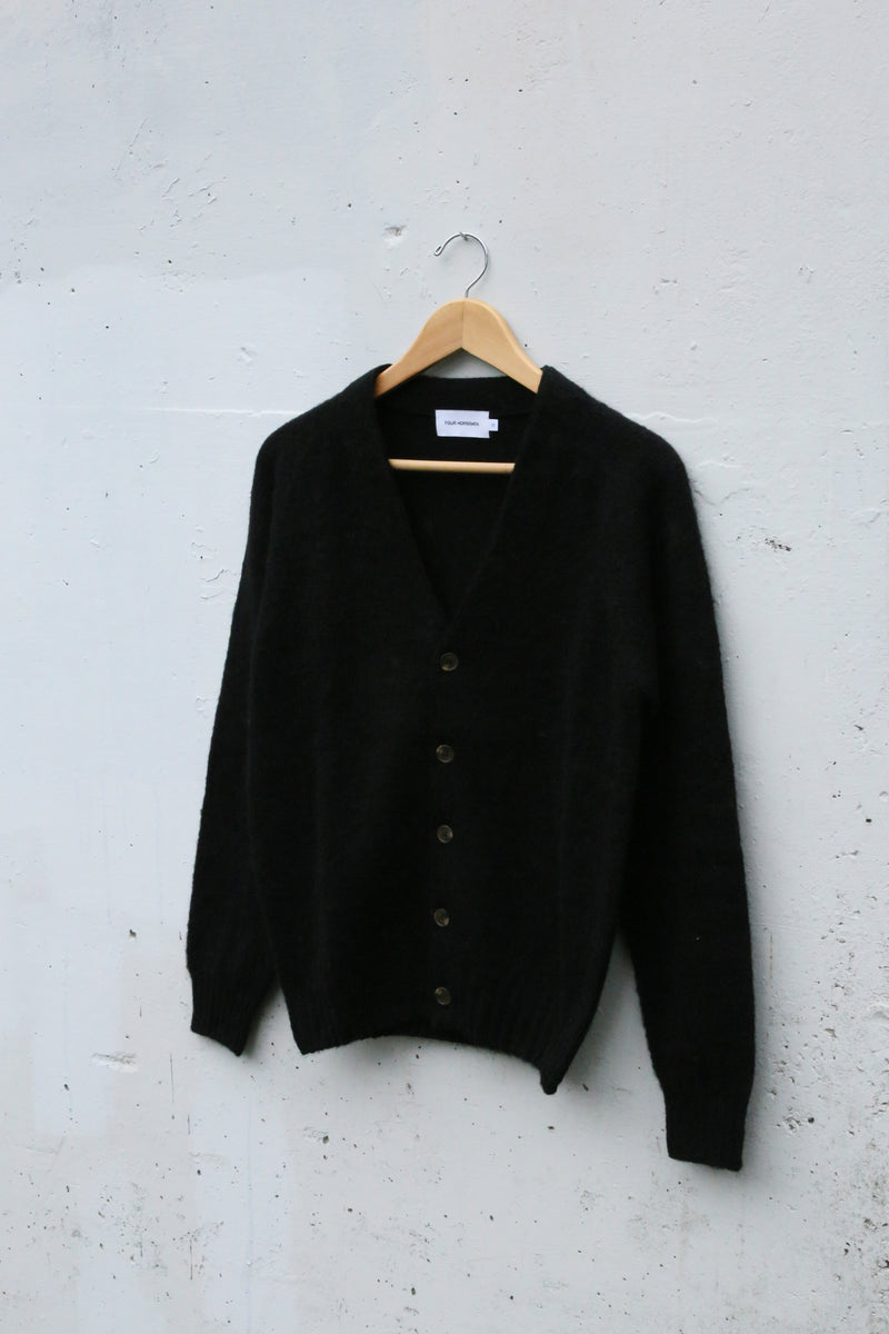 Shetland Wool Cardigan Sweater Black