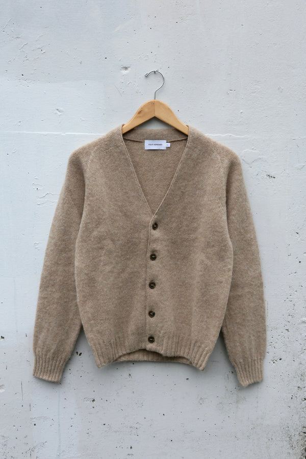 Shetland Wool Cardigan Sweater Cream