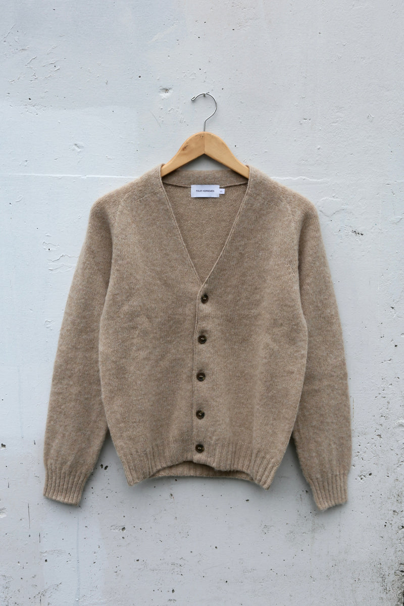 Shetland Wool Cardigan Sweater Cream